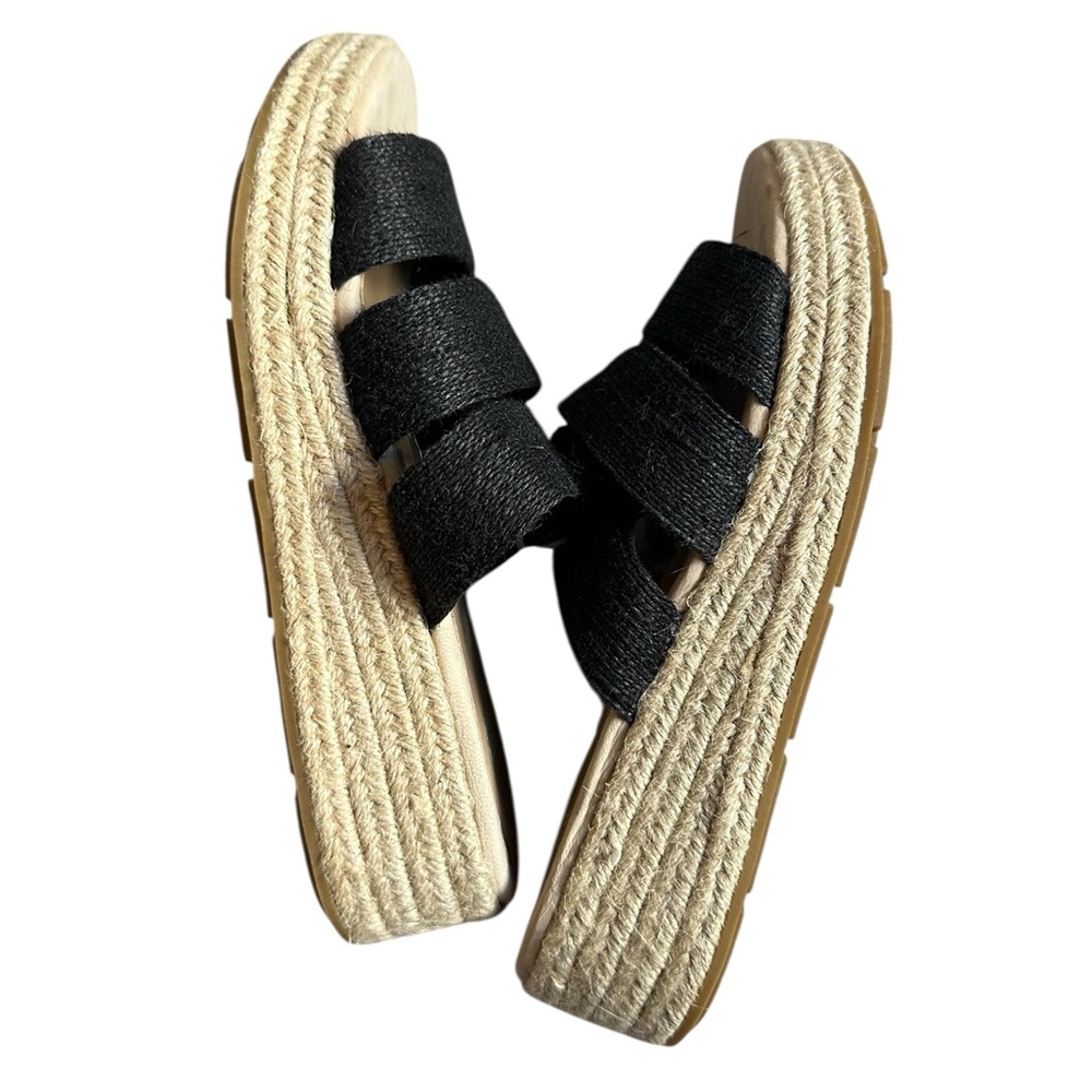 NEW Eileen Fisher Mayla Espadrille Platform Slides Sandal Black | Jute | Size 8 - Picture 10 of 11